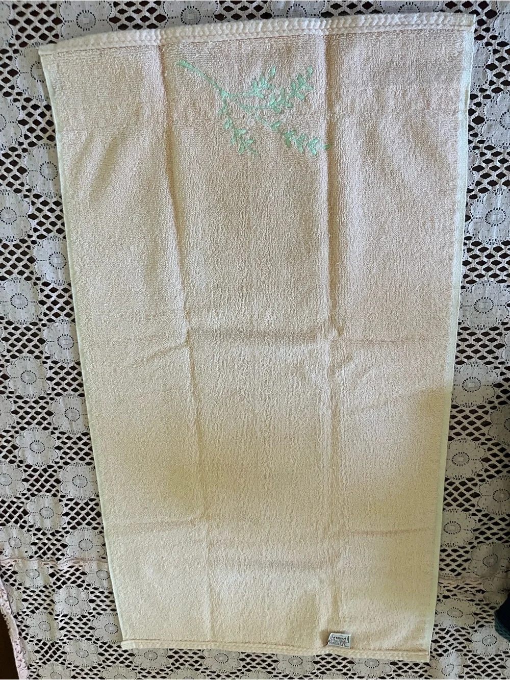 Decorative Cream Hand Towel with Satin Ribbon Rose